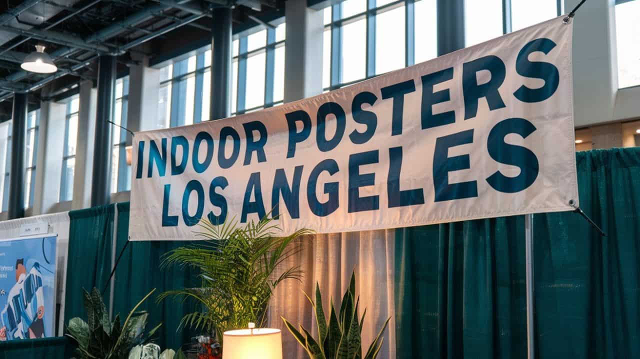 A large white banner with bold blue letters reads 