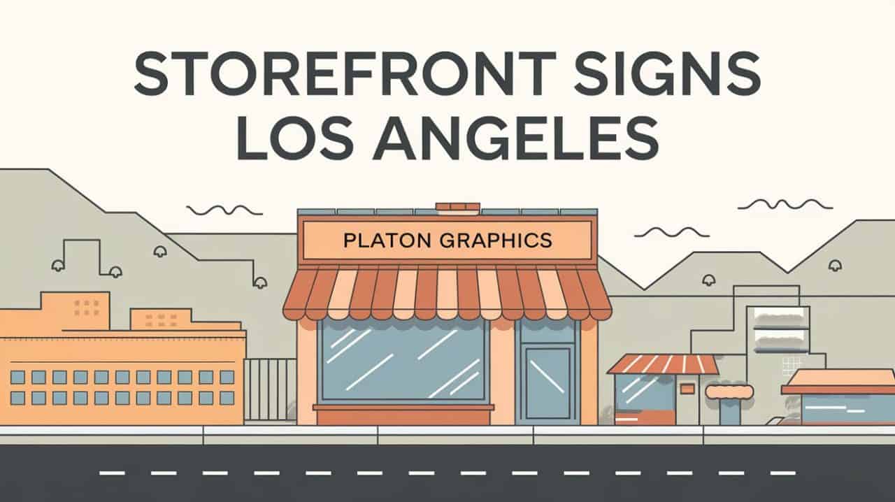Illustration of a storefront with an orange awning labeled 